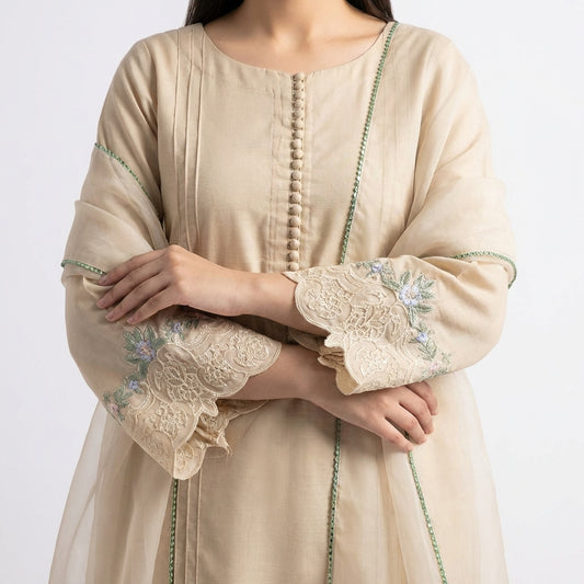Silk 3-Piece Suit with Organza Dupatta