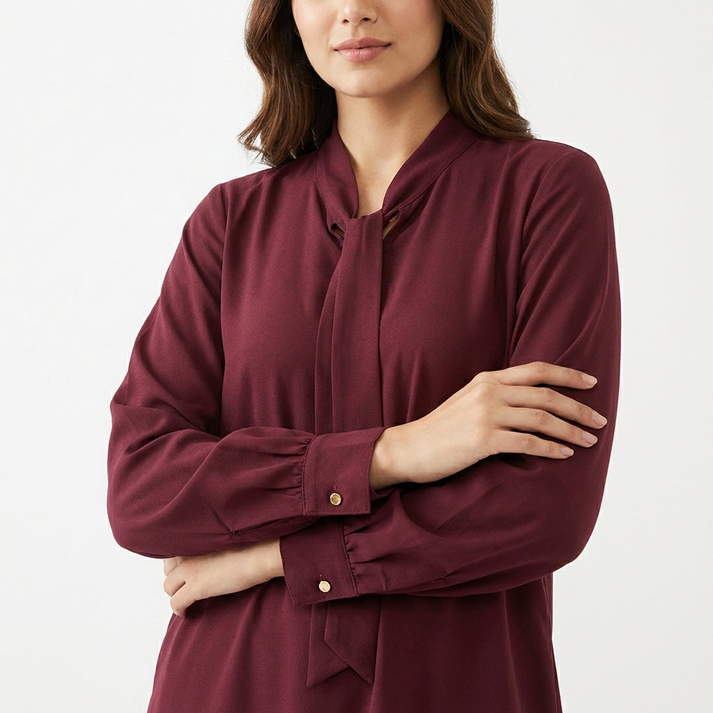 Maroon Tie-Neck Co-ord