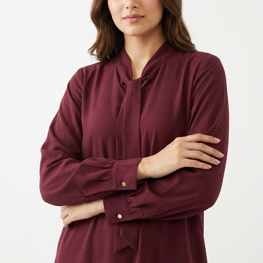 Maroon Tie-Neck Co-ord