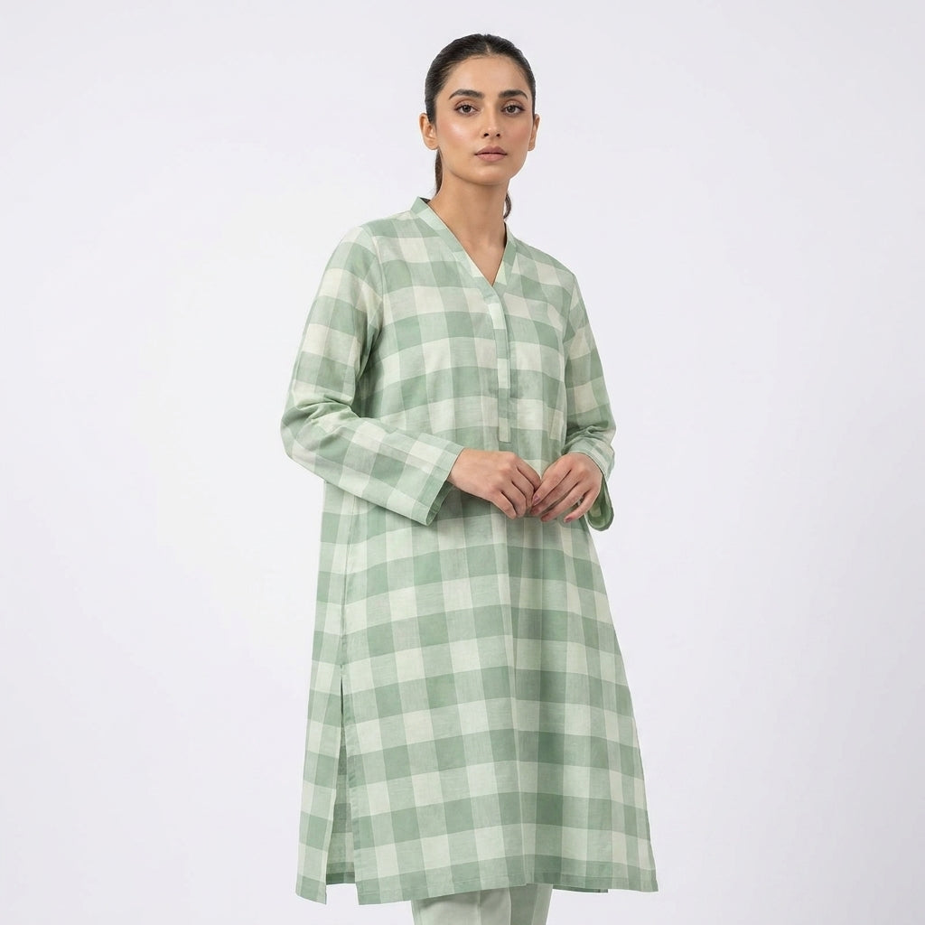 Mint Green Gingham Check Pret Shirt