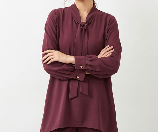 Maroon Tie-Neck Co-ord