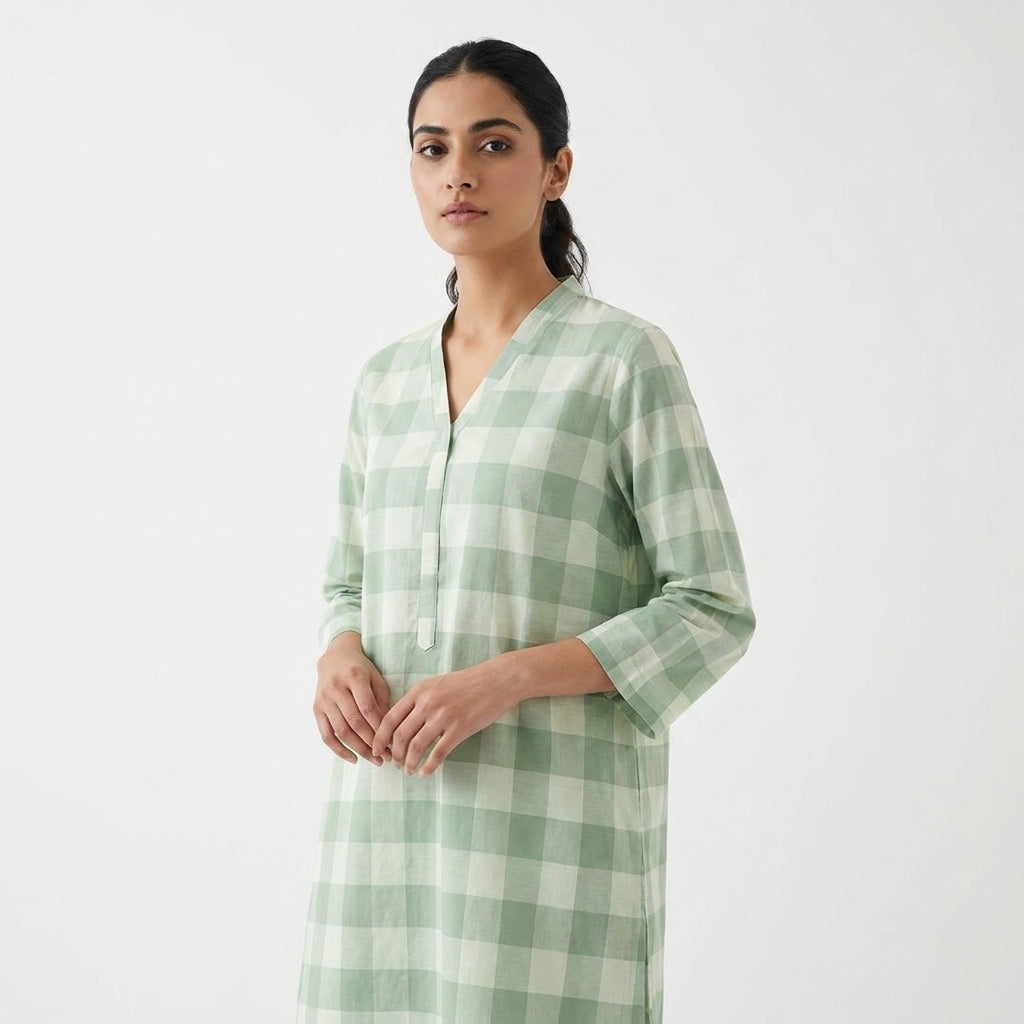 Mint Green Gingham Check Pret Shirt