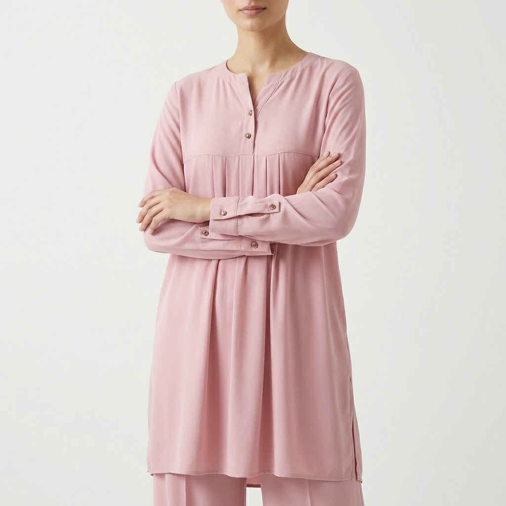 Dusty Pink Pleated Georgette cord Set