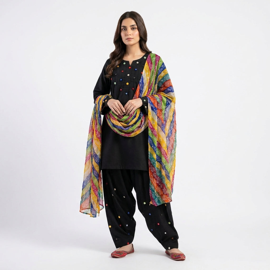 Black Mirror Work 3-Piece Lawn Pret Suit