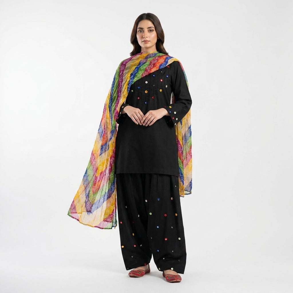 Black Mirror Work 3-Piece Lawn Pret Suit