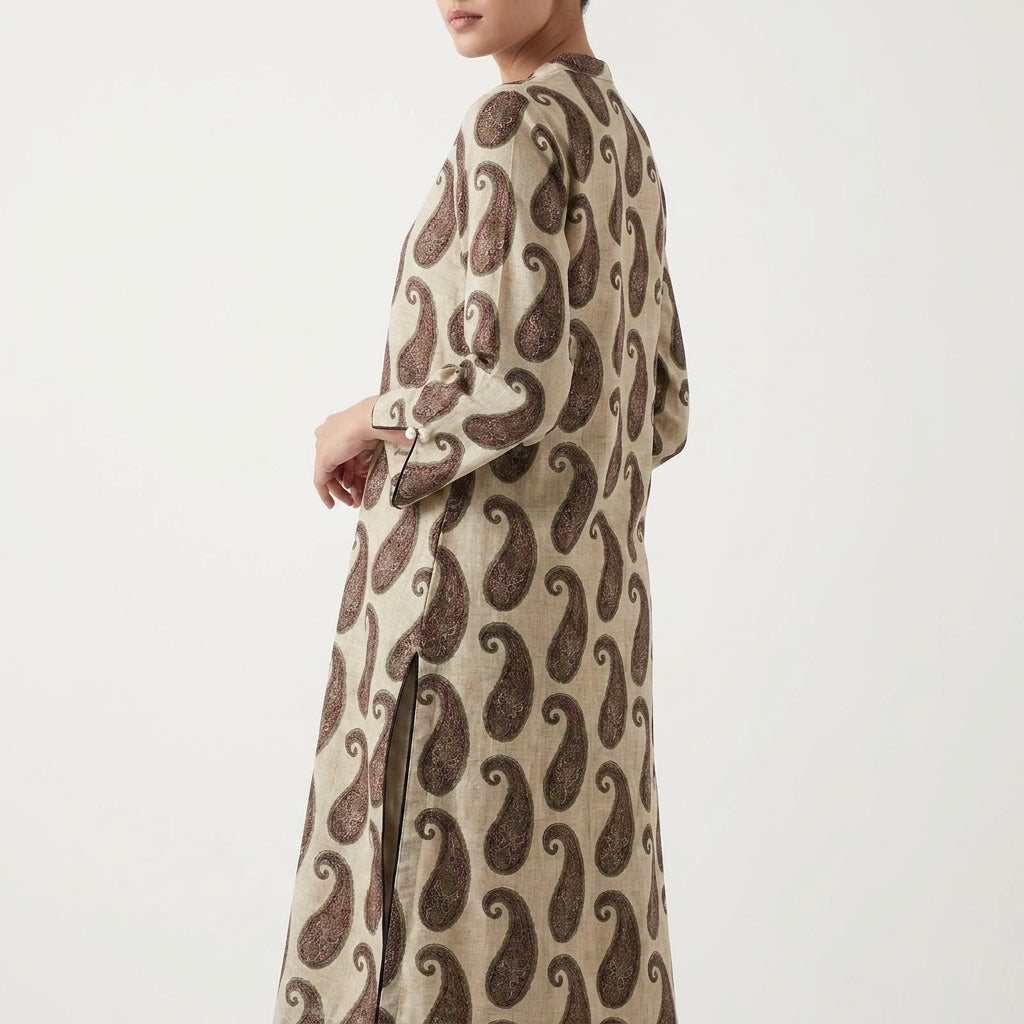 Beige Paisley Print Pret Shirt