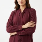 Maroon Tie-Neck Co-ord